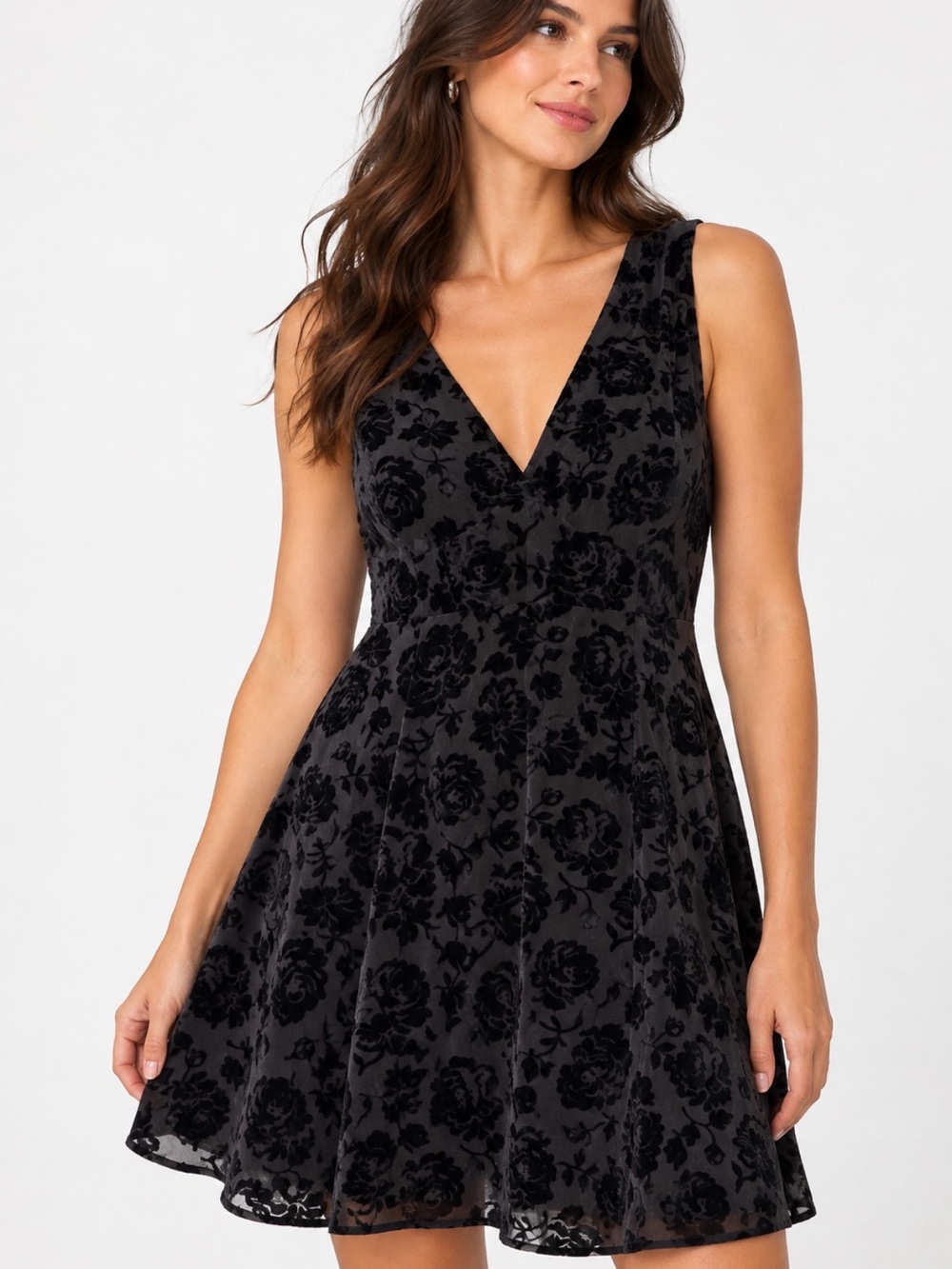 Gap Velvet Floral Mini Dress in Black Floral, Large Tall Hoco Homecoming
